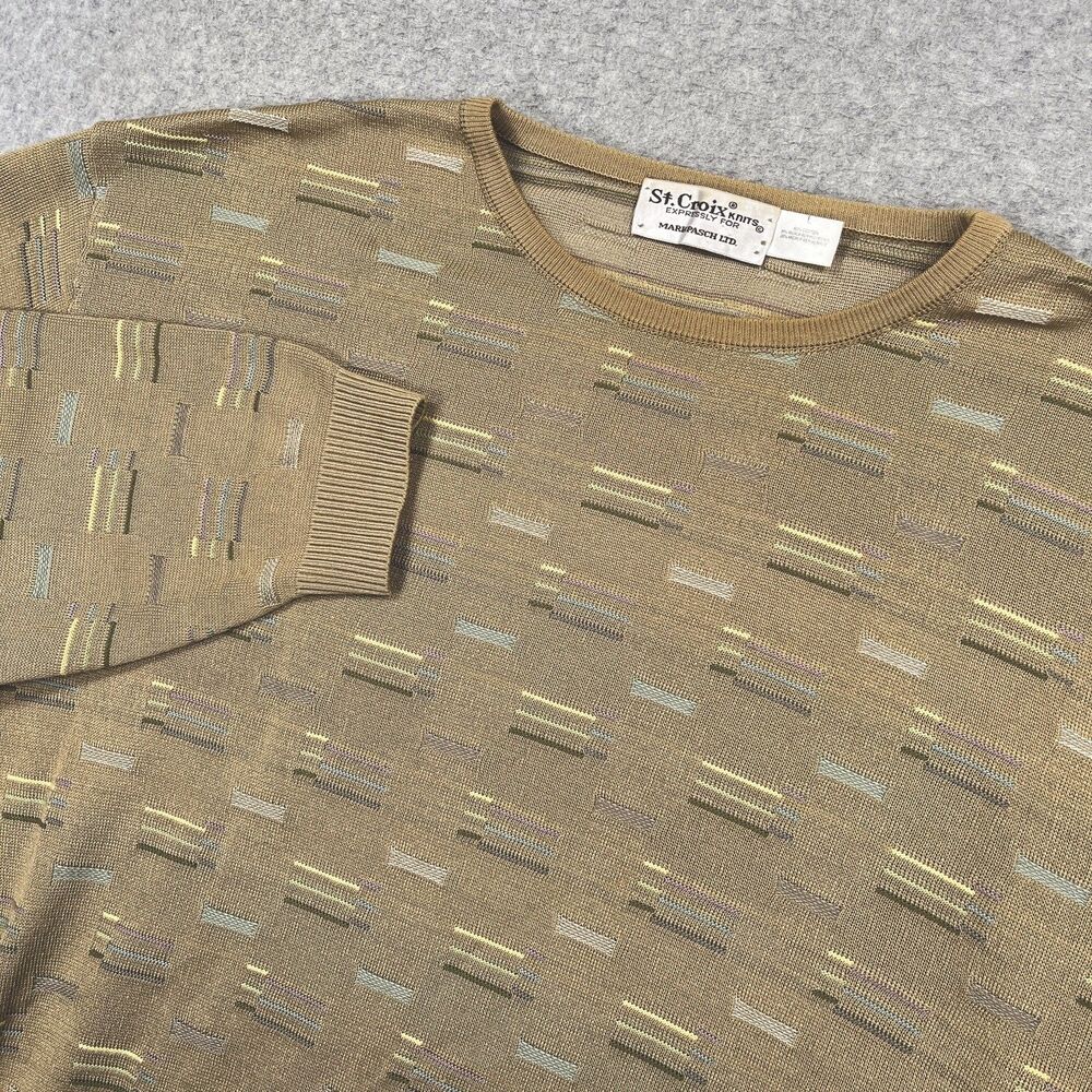 Vintage St Croix Knits Mark Pasch Sweater Sz Large L 90s Grandpa Hip Hop Relaxed